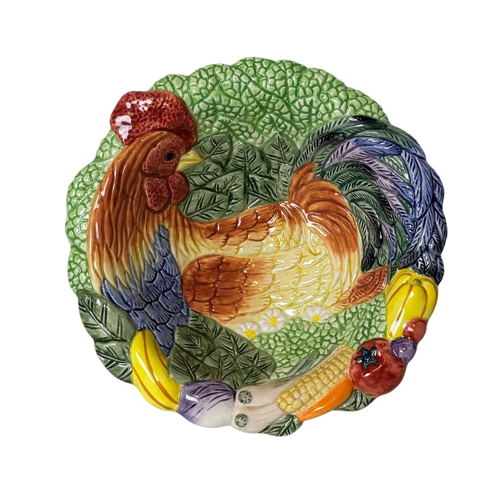Fitz and Floyd Rooster Bowl Harvest Vegetable Ceramic Farmhouse Decor